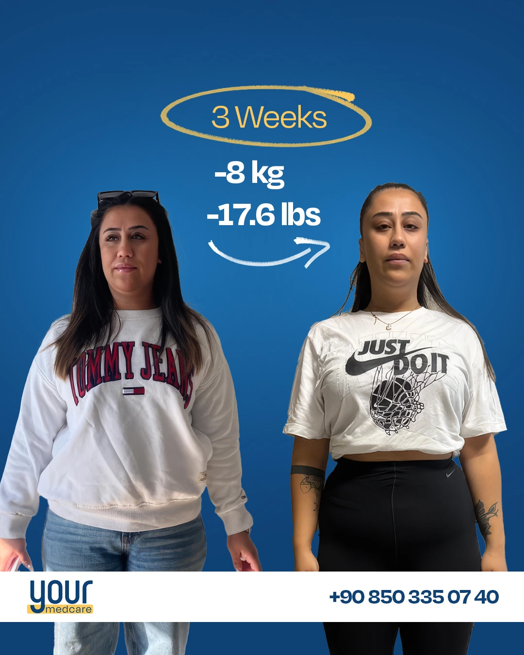 Patient result -8kg in 3 weeks