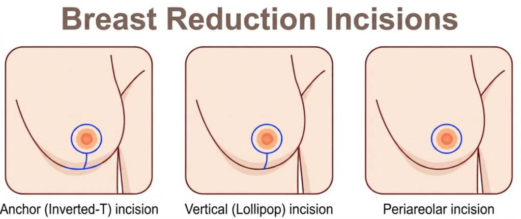 Breast reduction surgery in turkey incision types