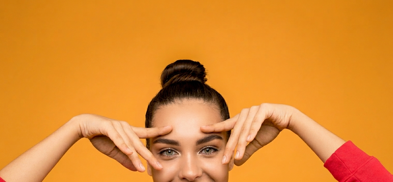 Woman showing her result for Brow Lift in Turkey